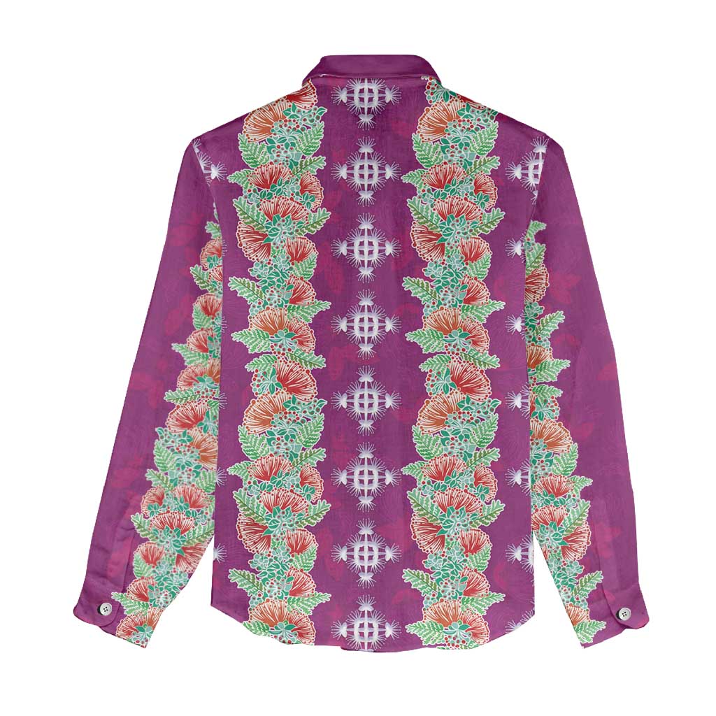 Hawaii Ohia Lehua Women Casual Shirt Tropical Vibes Fuchsia LT05 - Polynesian Pride
