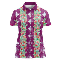 Hawaii Ohia Lehua Women Polo Shirt Tropical Vibes Fuchsia