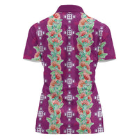 Hawaii Ohia Lehua Women Polo Shirt Tropical Vibes Fuchsia