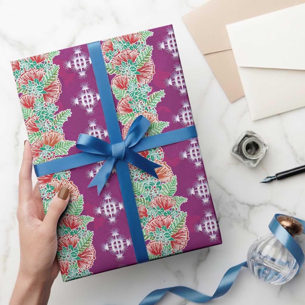 Hawaii Ohia Lehua Wrapping Paper Tropical Vibes Fuchsia