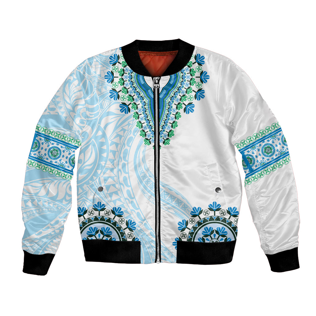 Africa Dashiki Bomber Jacket With Polynesian Pattern Blue Version LT05 Unisex Blue - Polynesian Pride