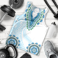 Africa Dashiki Men Tank Top With Polynesian Pattern Blue Version LT05 - Polynesian Pride