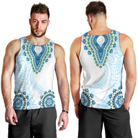 Africa Dashiki Men Tank Top With Polynesian Pattern Blue Version LT05 - Polynesian Pride