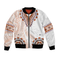 Africa Dashiki Bomber Jacket With Polynesian Pattern Beige Version LT05 Unisex Beige - Polynesian Pride