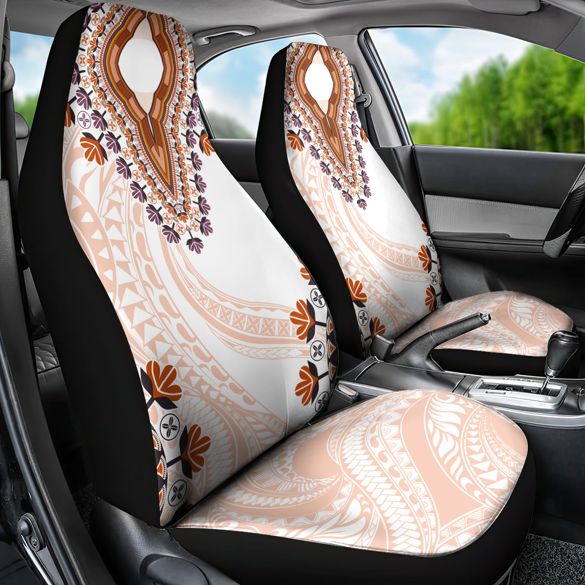 Africa Dashiki Car Seat Cover With Polynesian Pattern Beige Version