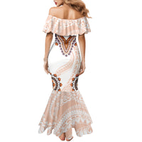 Africa Dashiki Family Matching Mermaid Dress and Hawaiian Shirt With Polynesian Pattern Beige Version LT05 - Polynesian Pride