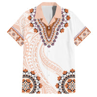 Africa Dashiki Family Matching Short Sleeve Bodycon Dress and Hawaiian Shirt With Polynesian Pattern Beige Version LT05 Dad's Shirt - Short Sleeve Beige - Polynesian Pride