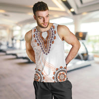 Africa Dashiki Men Tank Top With Polynesian Pattern Beige Version LT05 Beige - Polynesian Pride