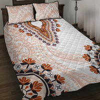 Africa Dashiki Quilt Bed Set With Polynesian Pattern Beige Version