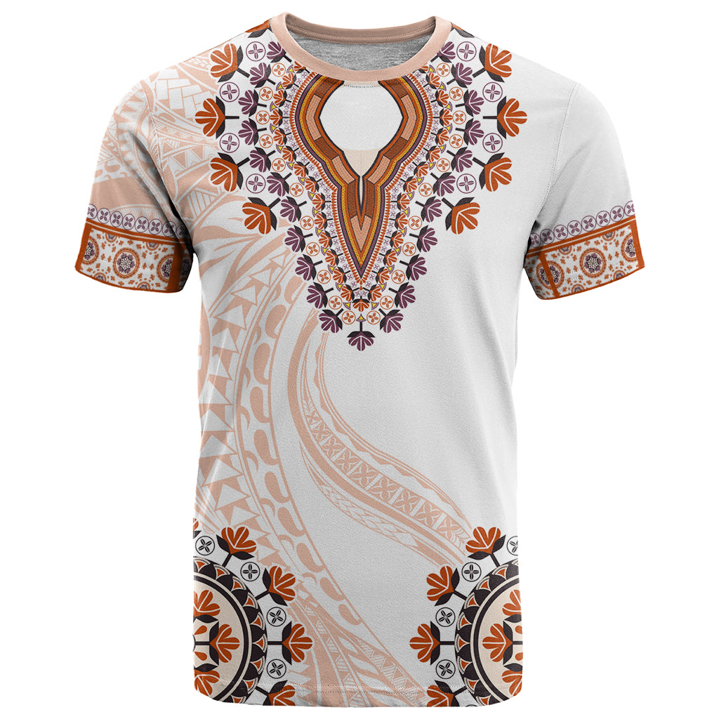 Africa Dashiki T Shirt With Polynesian Pattern Beige Version LT05 Beige - Polynesian Pride