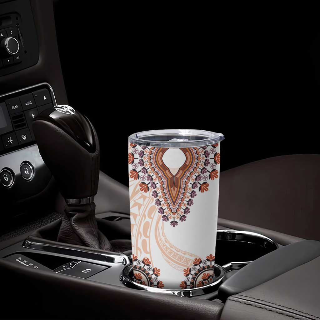 Africa Dashiki Tumbler Cup With Polynesian Pattern Beige Version