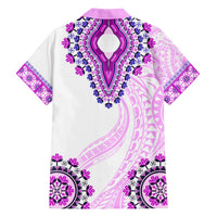 Africa Dashiki Family Matching Off Shoulder Short Dress and Hawaiian Shirt With Polynesian Pattern Pink Version LT05 - Polynesian Pride