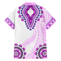 Africa Dashiki Family Matching Short Sleeve Bodycon Dress and Hawaiian Shirt With Polynesian Pattern Pink Version LT05 - Polynesian Pride