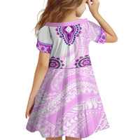 Africa Dashiki Family Matching Tank Maxi Dress and Hawaiian Shirt With Polynesian Pattern Pink Version LT05 - Polynesian Pride