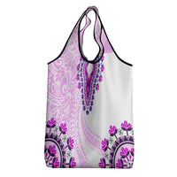 Africa Dashiki Grocery Bag With Polynesian Pattern Pink Version