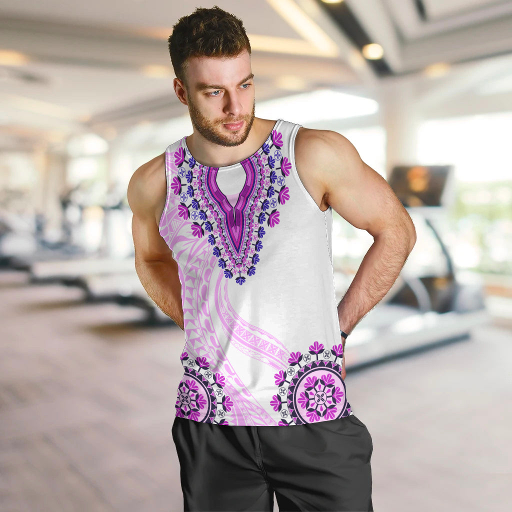Africa Dashiki Men Tank Top With Polynesian Pattern Pink Version LT05 Pink - Polynesian Pride