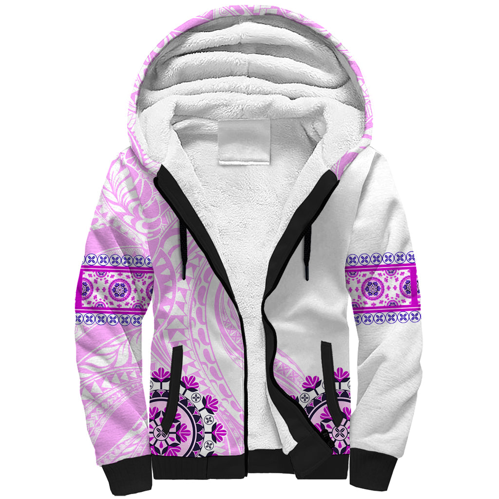 Africa Dashiki Sherpa Hoodie With Polynesian Pattern Pink Version LT05 Unisex Pink - Polynesian Pride