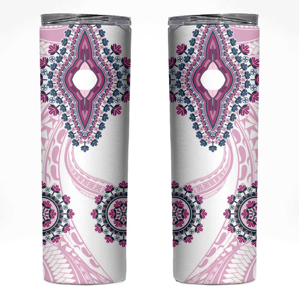 Africa Dashiki Skinny Tumbler With Polynesian Pattern Pink Version