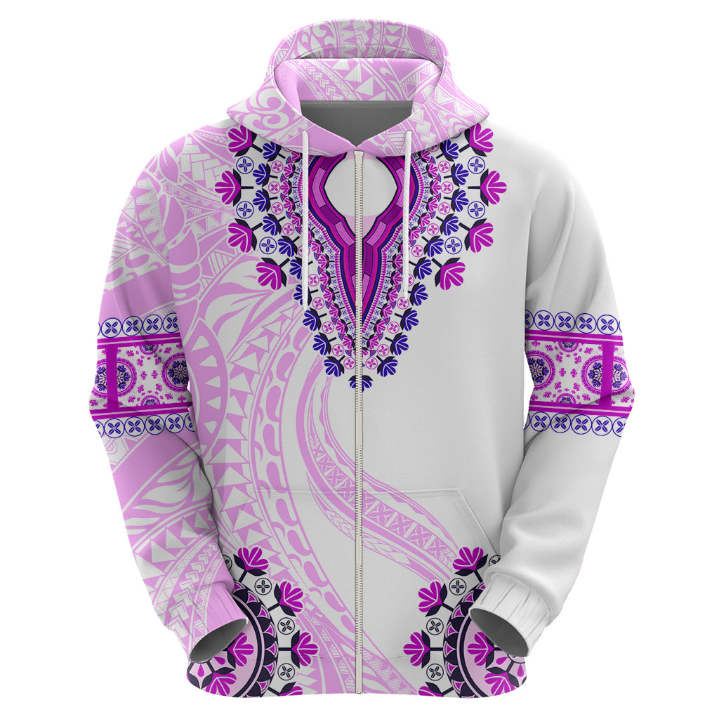 Africa Dashiki Zip Hoodie With Polynesian Pattern Pink Version LT05 - Polynesian Pride