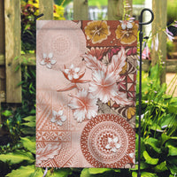 Tonga Ngatu Pattern With Light Tabasco Hibiscus Garden Flag Oil Painting Style