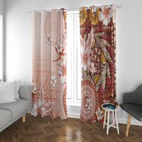 Tonga Ngatu Pattern With Light Tabasco Hibiscus Window Curtain Oil Painting Style