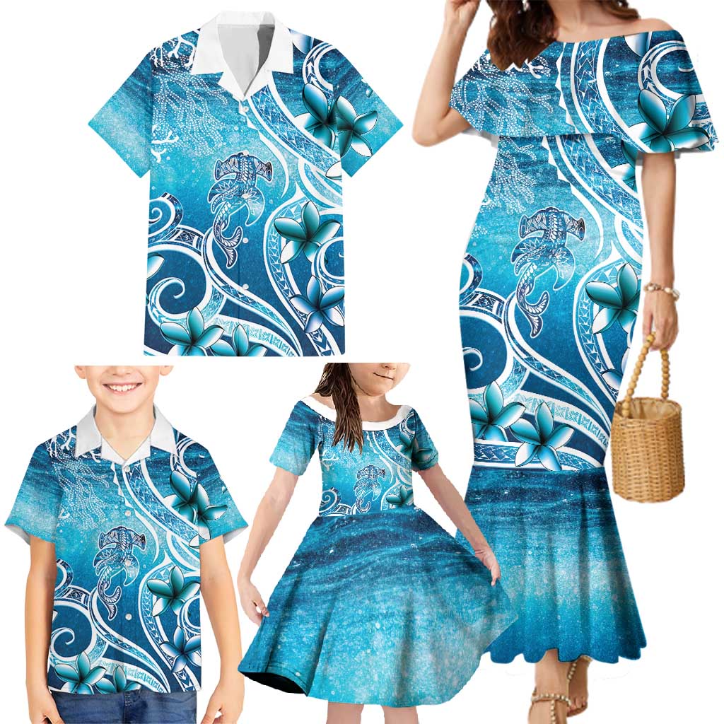 Polynesia World Ocean Day Family Matching Mermaid Dress and Hawaiian Shirt Ocean Style