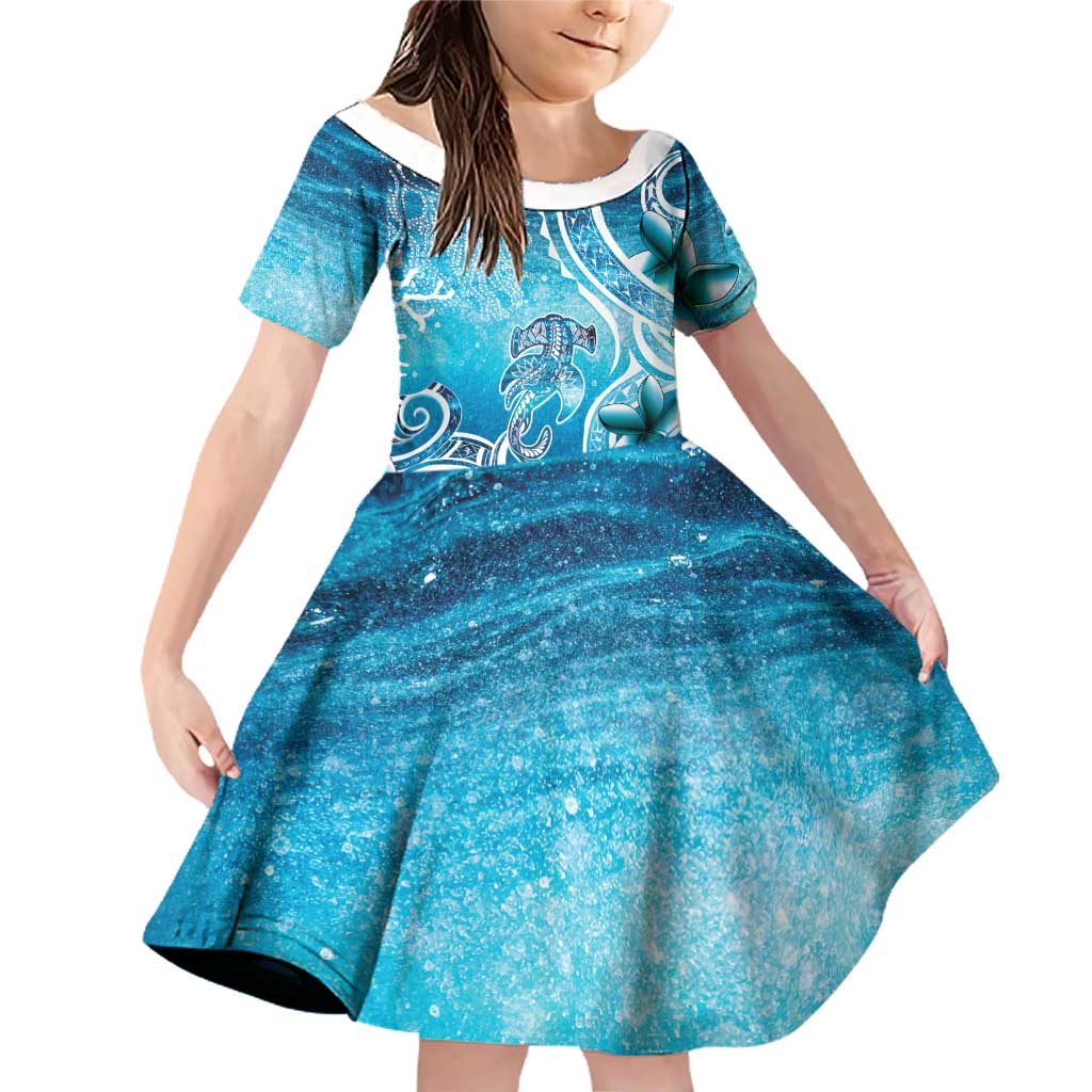 Polynesia World Ocean Day Family Matching Off Shoulder Short Dress and Hawaiian Shirt Ocean Style