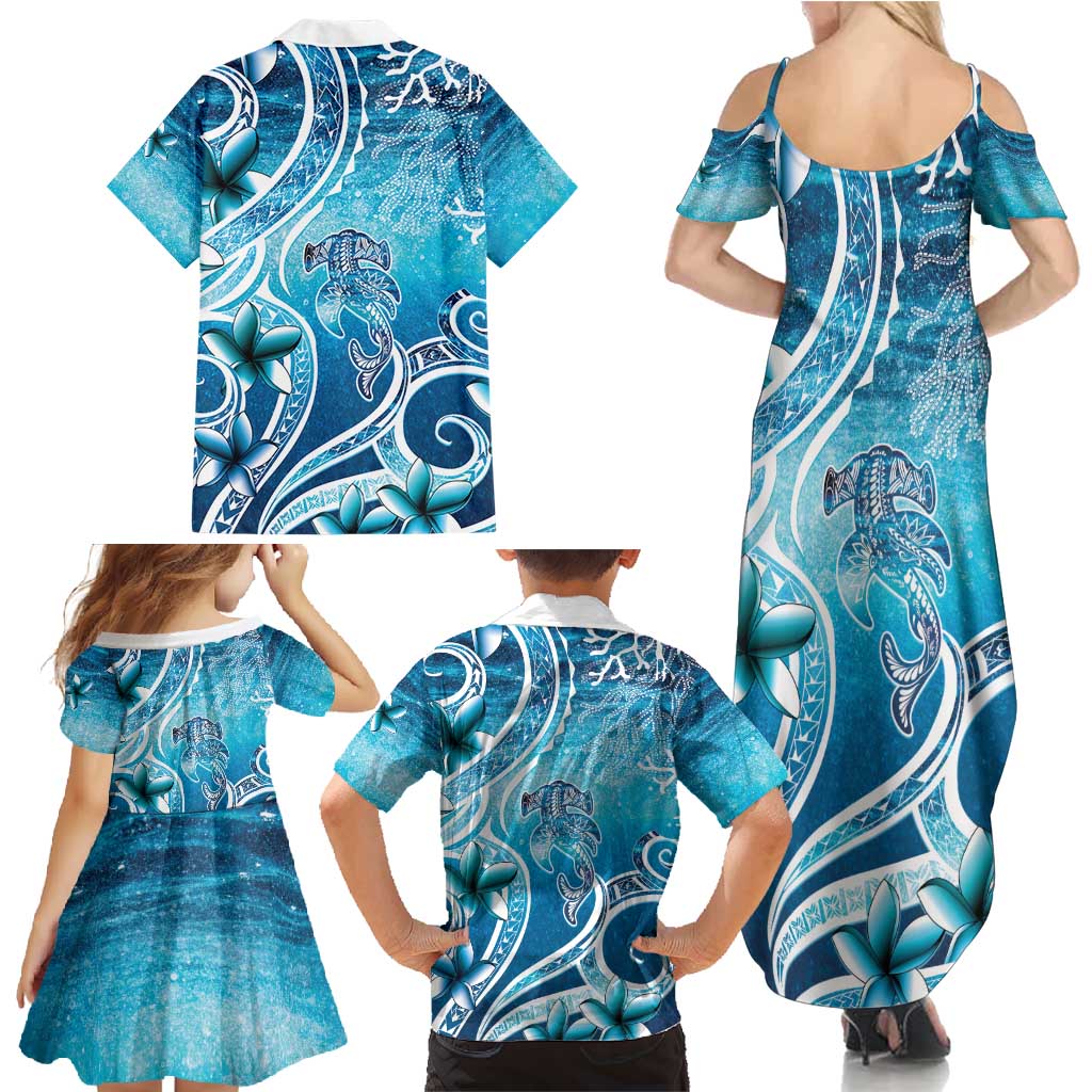 Polynesia World Ocean Day Family Matching Summer Maxi Dress and Hawaiian Shirt Ocean Style
