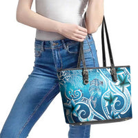 Polynesia World Ocean Day Leather Tote Bag Ocean Style