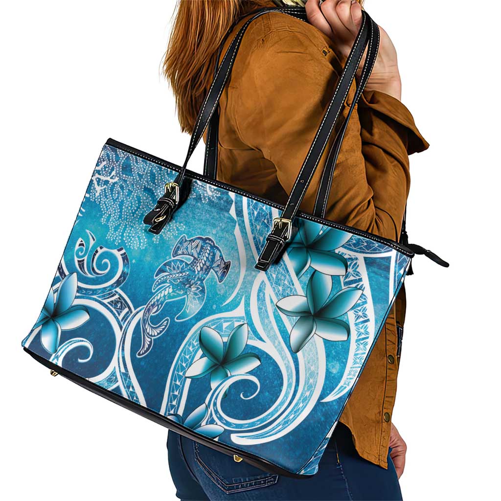 Polynesia World Ocean Day Leather Tote Bag Ocean Style
