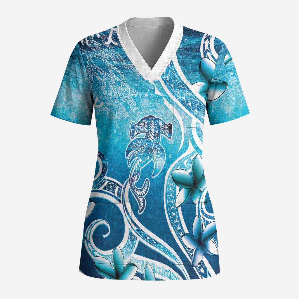 Polynesia World Ocean Day Scrub Top Ocean Style - Polynesian Pride