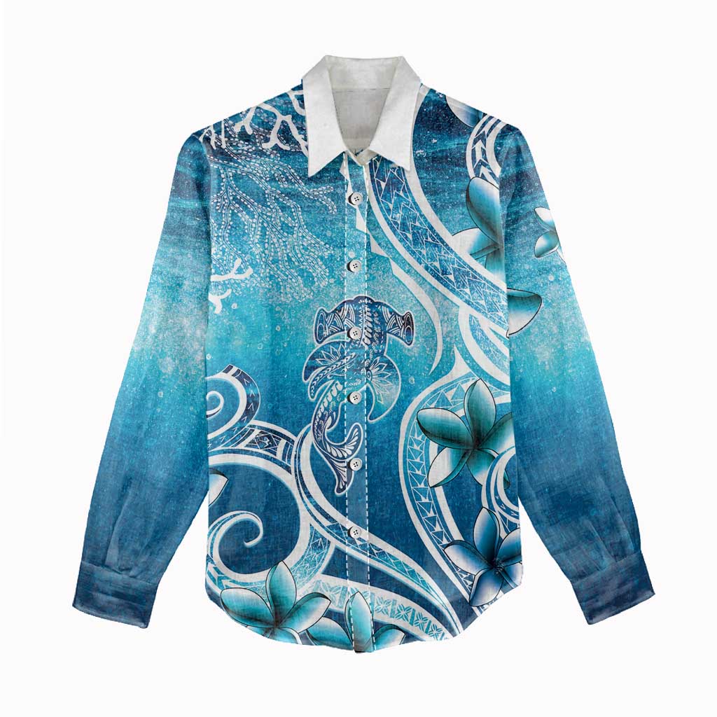 Polynesia World Ocean Day Women Casual Shirt Ocean Style