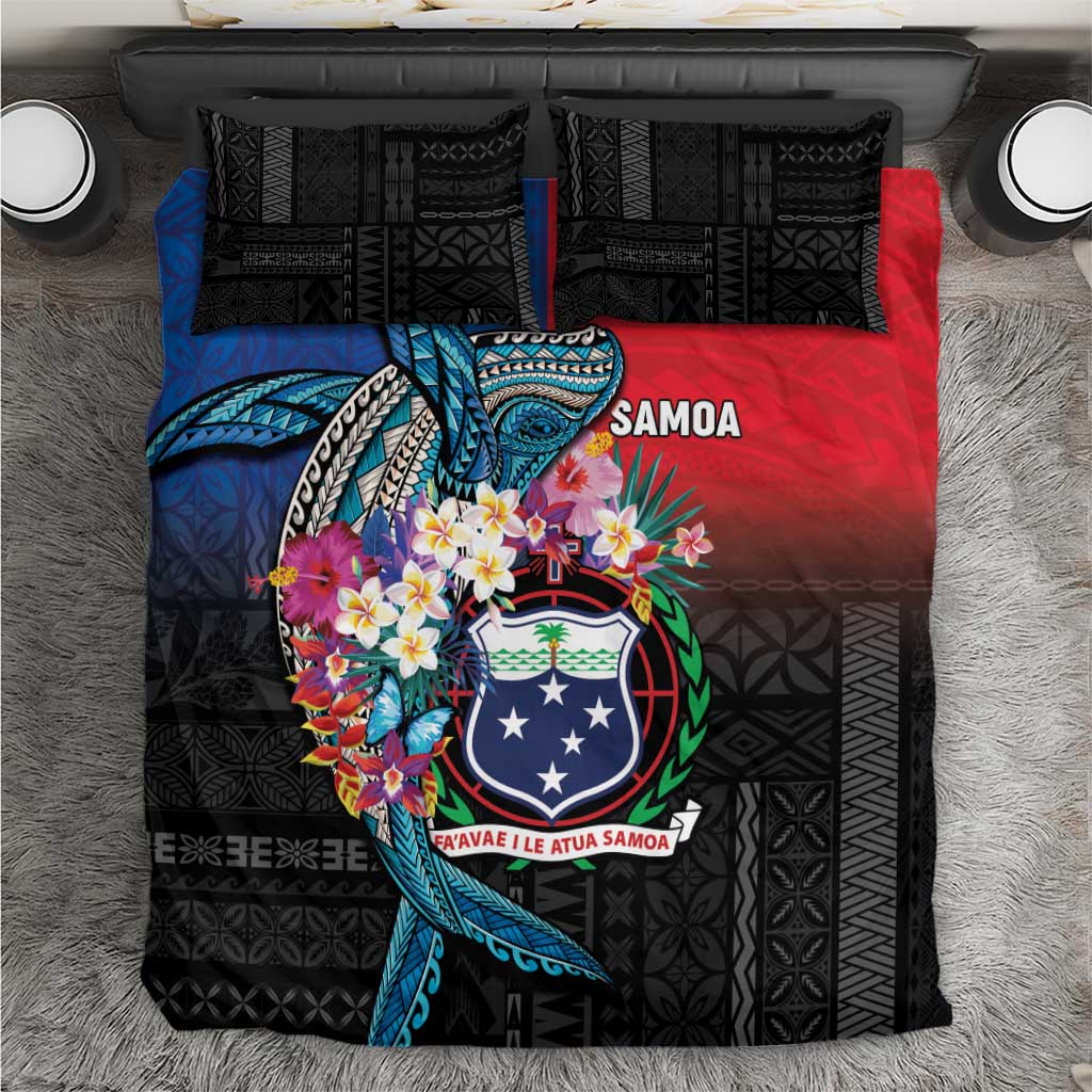 Samoa Bedding Set Humpback Whale Siapo Pattern