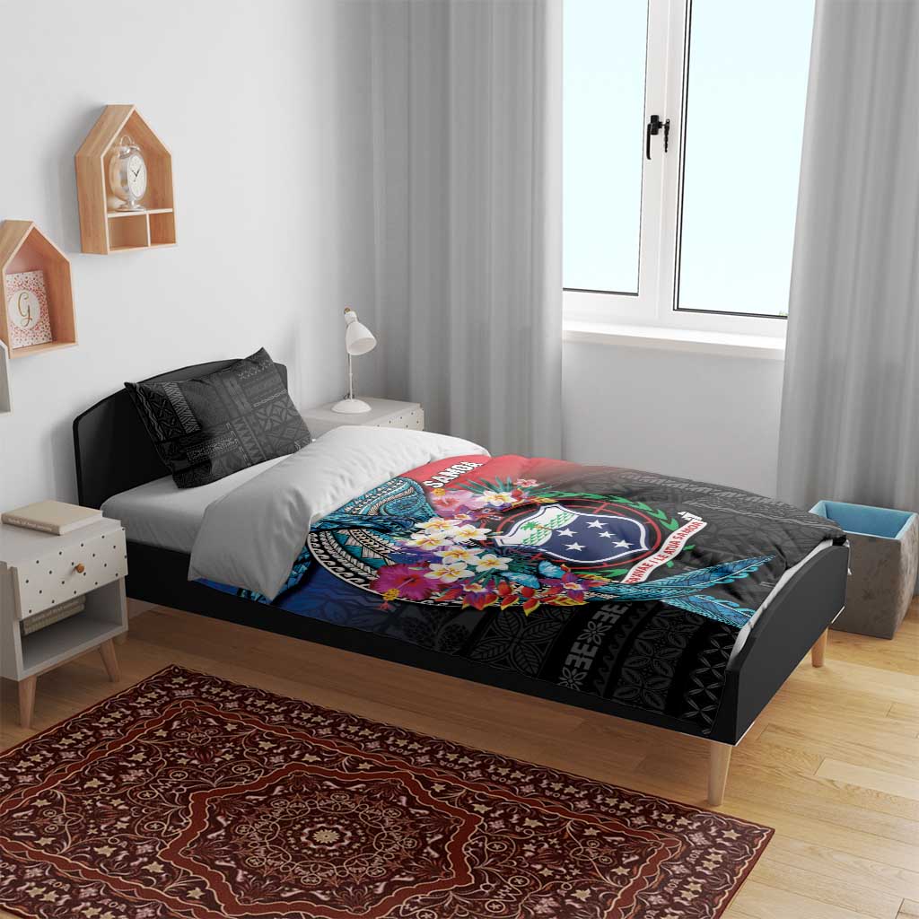 Samoa Bedding Set Humpback Whale Siapo Pattern