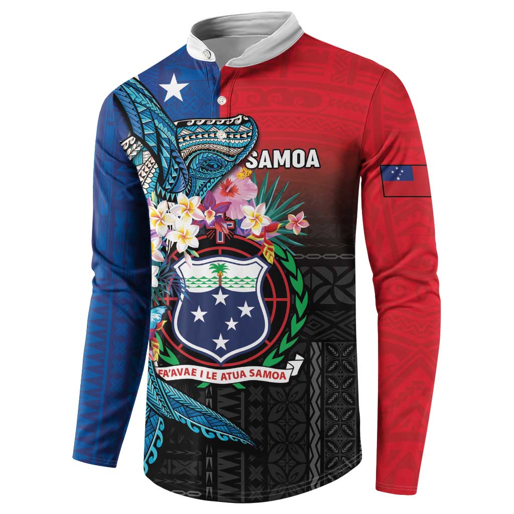 Samoa Button Sweatshirt Humpback Whale Siapo Pattern