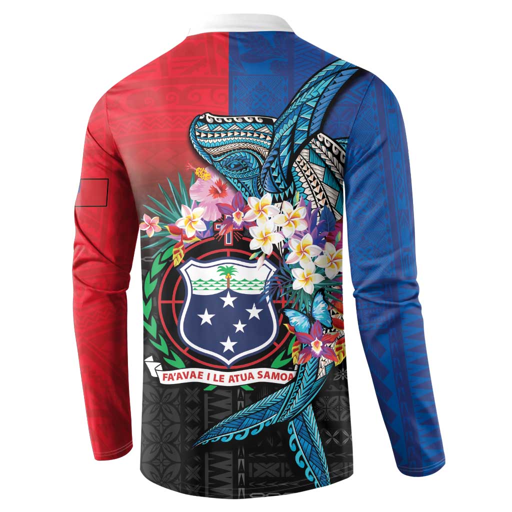 Samoa Button Sweatshirt Humpback Whale Siapo Pattern