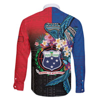 Samoa Family Matching Off The Shoulder Long Sleeve Dress and Hawaiian Shirt Humpback Whale Siapo Pattern