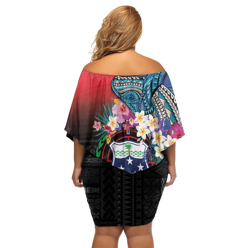 Samoa Family Matching Off Shoulder Short Dress and Hawaiian Shirt Humpback Whale Siapo Pattern LT05 - Polynesian Pride