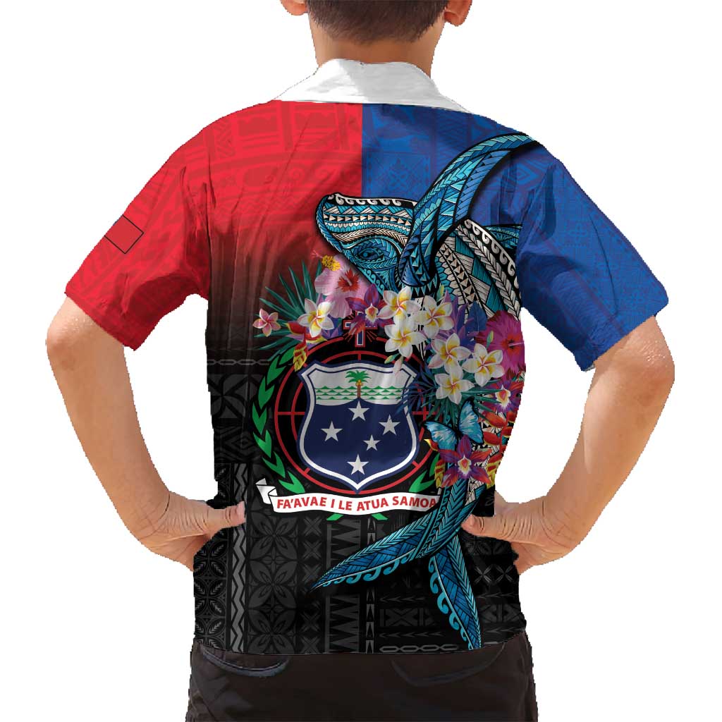 Samoa Family Matching Puletasi and Hawaiian Shirt Humpback Whale Siapo Pattern LT05 - Polynesian Pride