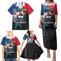 Samoa Family Matching Puletasi and Hawaiian Shirt Humpback Whale Siapo Pattern LT05 - Polynesian Pride