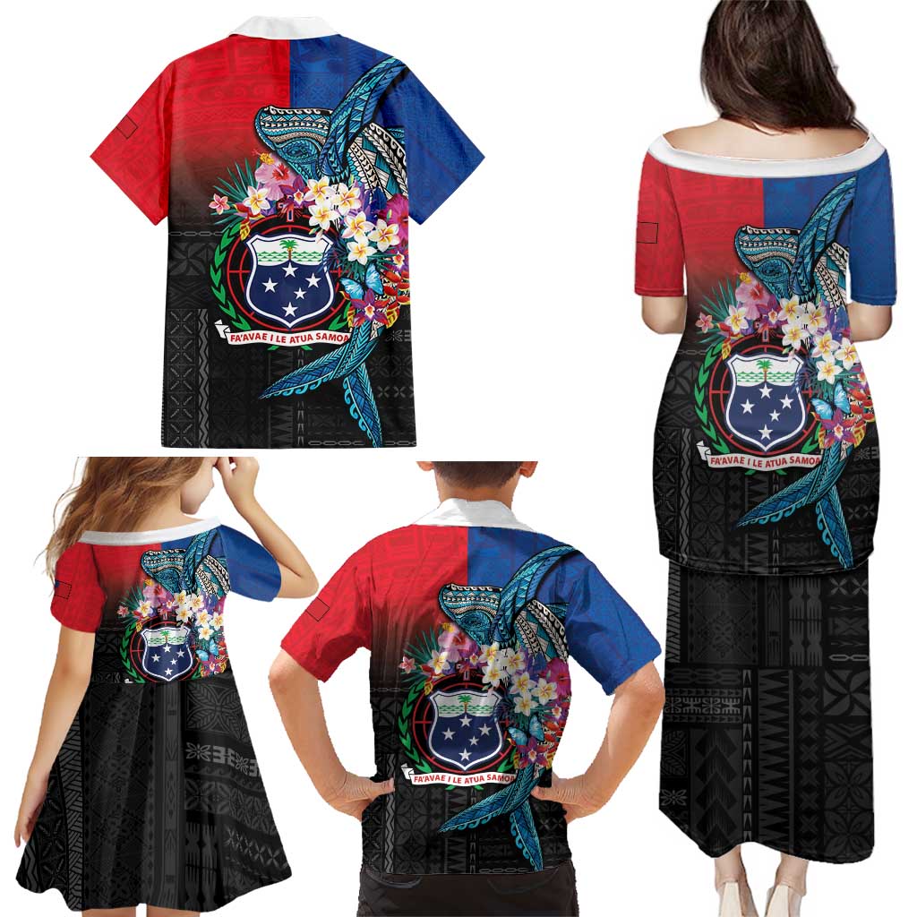 Samoa Family Matching Puletasi and Hawaiian Shirt Humpback Whale Siapo Pattern LT05 - Polynesian Pride