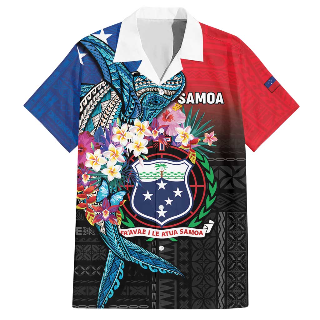 Samoa Family Matching Short Sleeve Bodycon Dress and Hawaiian Shirt Humpback Whale Siapo Pattern