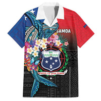 Samoa Family Matching Summer Maxi Dress and Hawaiian Shirt Humpback Whale Siapo Pattern LT05 Dad's Shirt - Short Sleeve Blue - Polynesian Pride