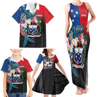 Samoa Family Matching Tank Maxi Dress and Hawaiian Shirt Humpback Whale Siapo Pattern LT05 - Polynesian Pride