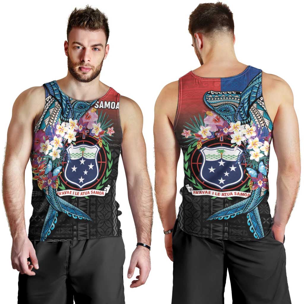 Samoa Men Tank Top Humpback Whale Siapo Pattern