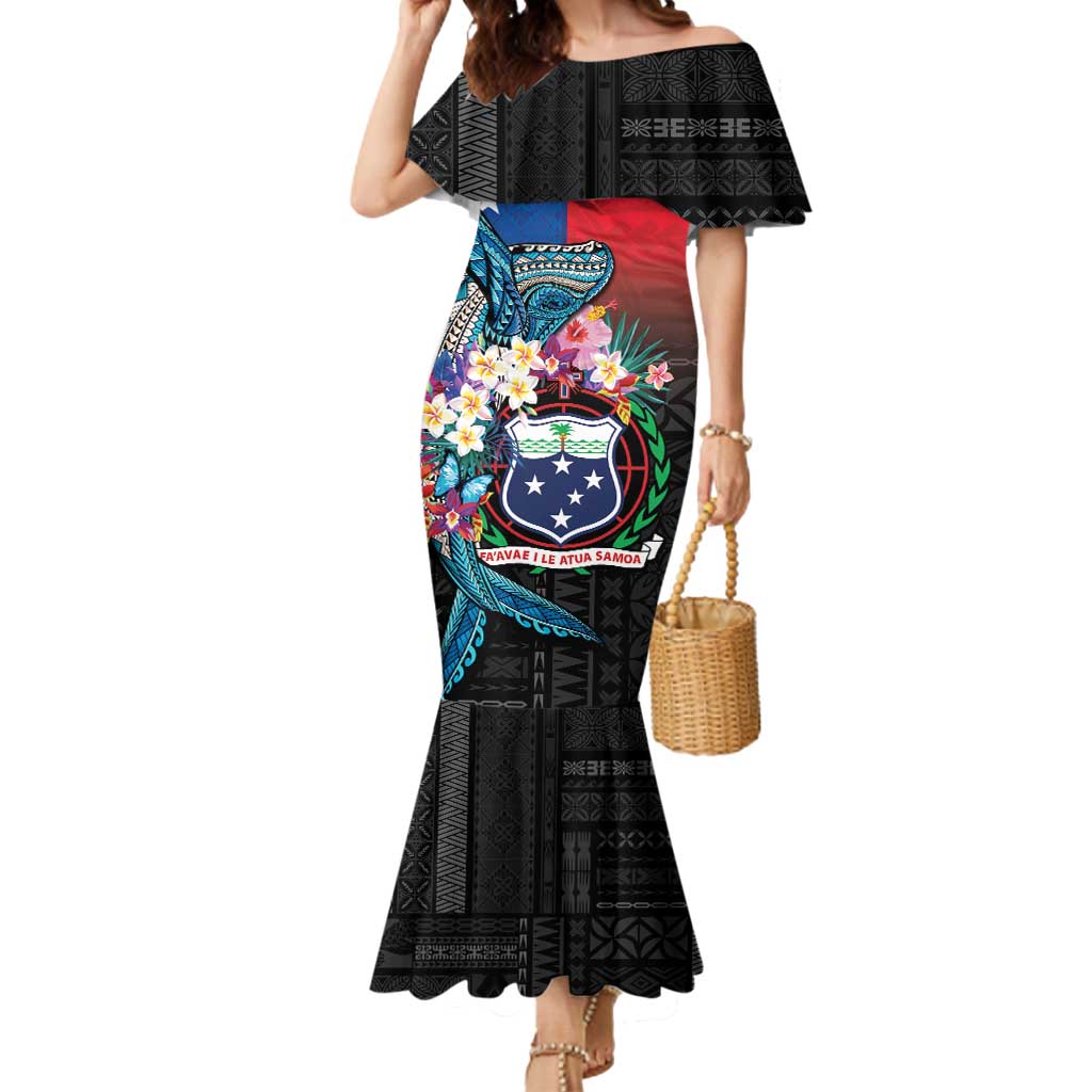 Samoa Mermaid Dress Humpback Whale Siapo Pattern