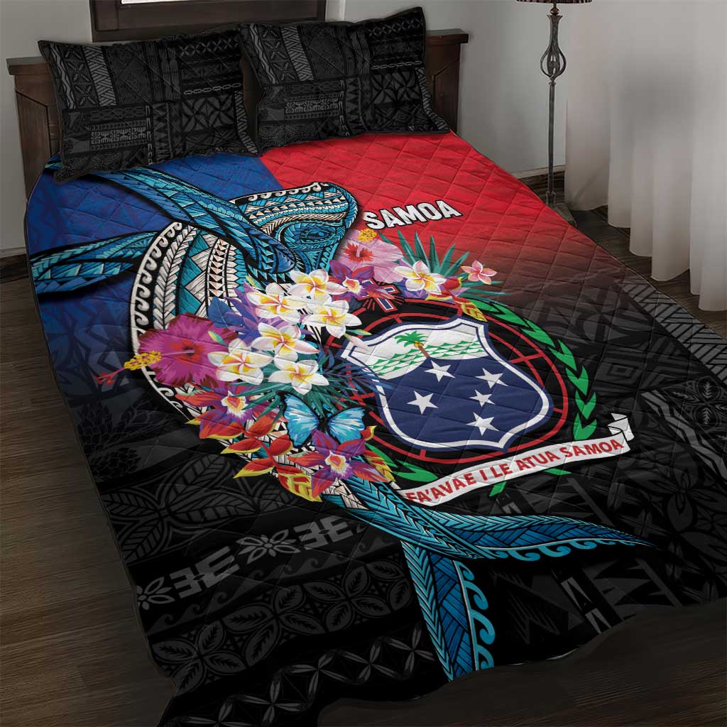 Samoa Quilt Bed Set Humpback Whale Siapo Pattern