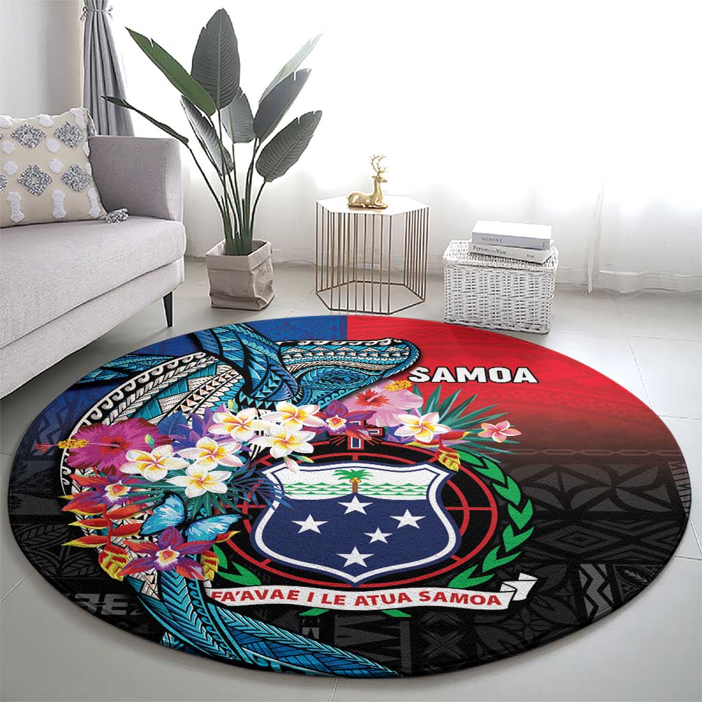 Samoa Round Carpet Humpback Whale Siapo Pattern