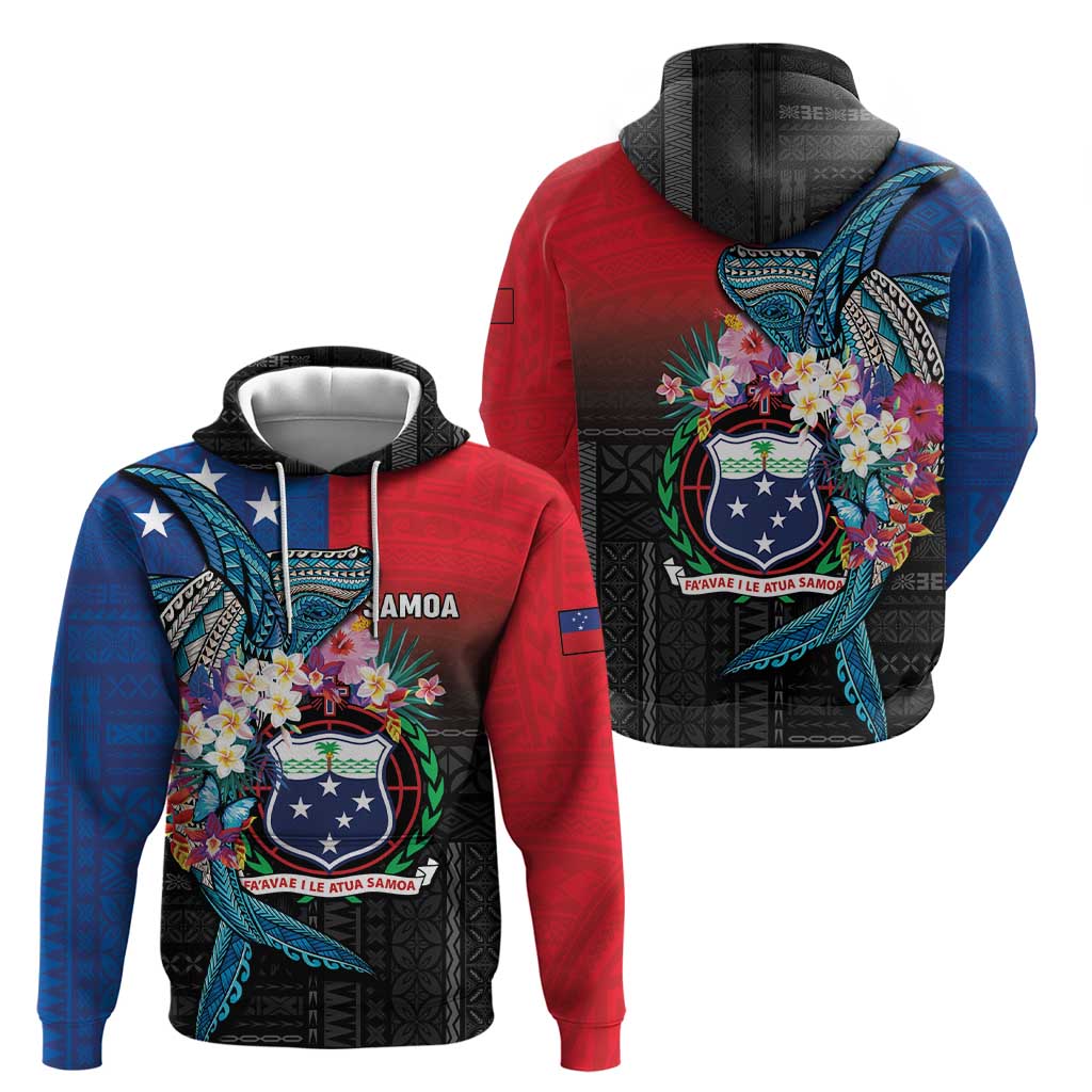 Samoa Zip Hoodie Humpback Whale Siapo Pattern