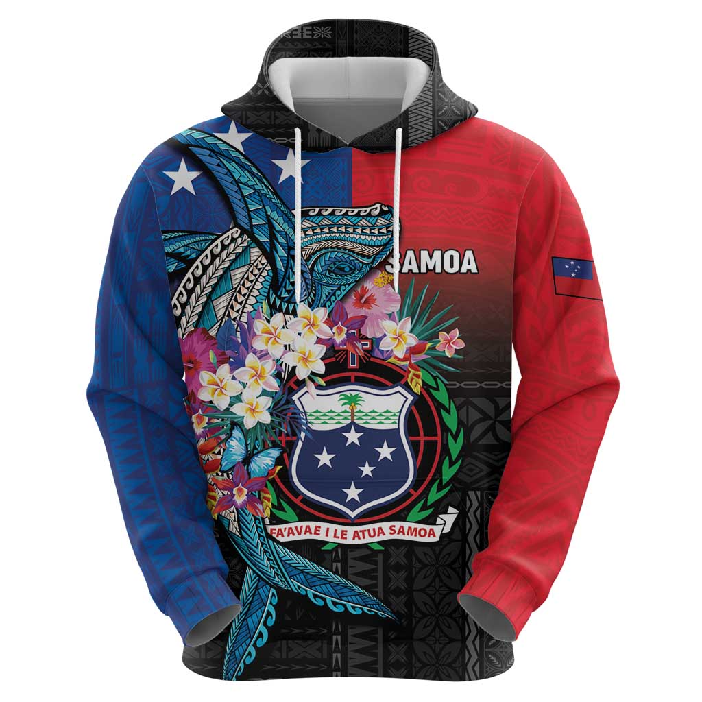 Samoa Zip Hoodie Humpback Whale Siapo Pattern
